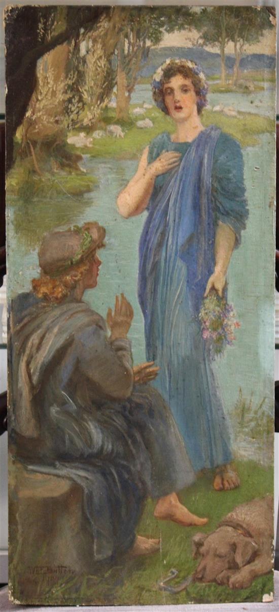 William Edward Frank Britten (1848-1916) Classical scenes, 22 x 10in., unframed